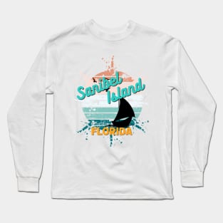 Sanibel Island Florida Retro Exploding Sunset Long Sleeve T-Shirt